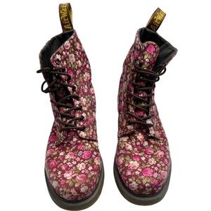 Dr. Martens Page RARE burgundy floral boots Sz 10